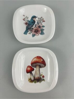 Maxwell & Williams Ceramic Trinket Dish Set Mushroom & Bird Cottagecore